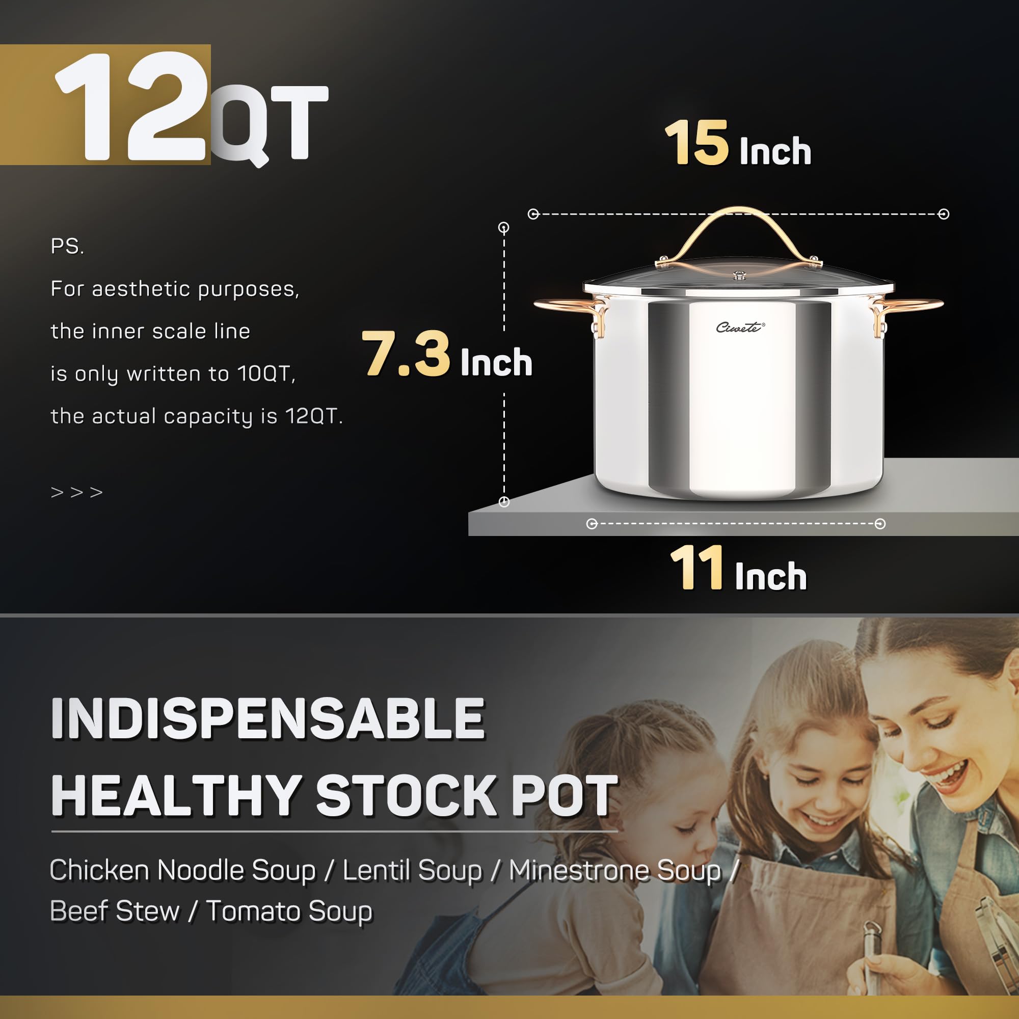 Ciwete Stock Pot 12 Quart