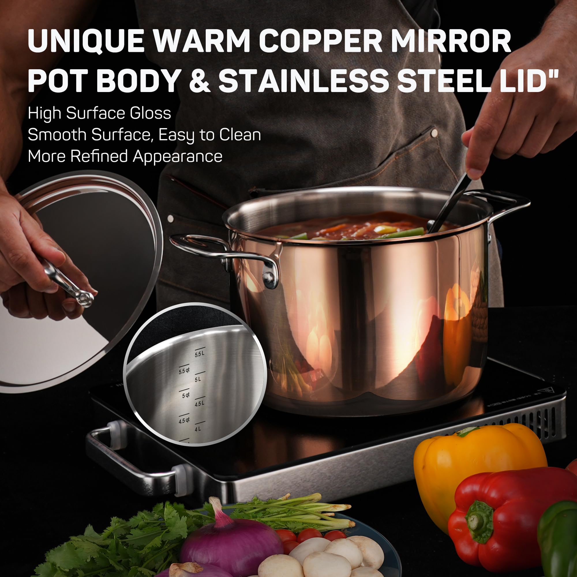 Ciwete Tri-ply 18/10 Stainless Steel Pot and Pan Set 11-PC