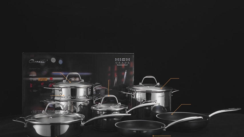 Ciwete Stainless Steel Nonstick Pots and Pans Set 11-PC